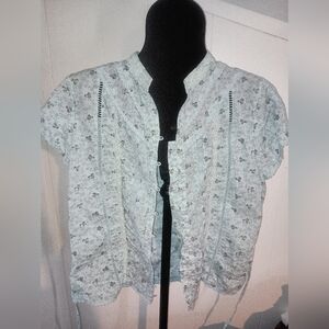 Floral Lace Blue Cottage Core Top Feminine